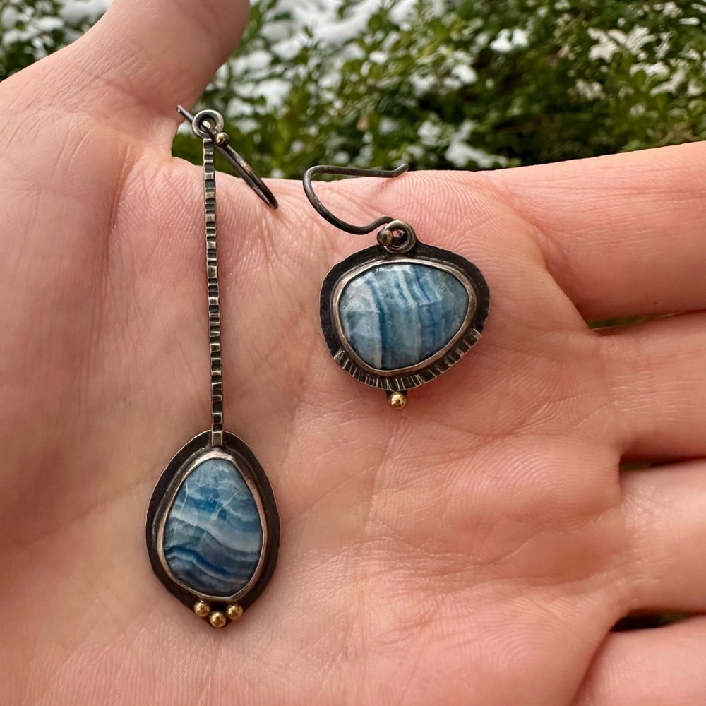 Cobalt Lace Mismatched Earrings
